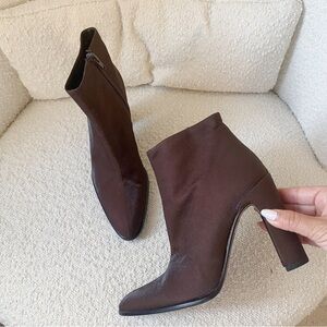 Vintage 90s Via Spiga Brown Metallic Almond Toe Ankle Boots 36‎ 6